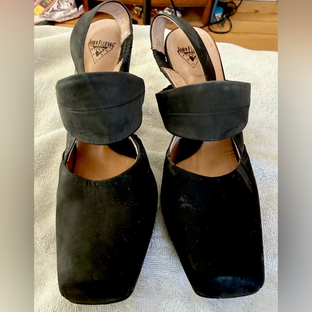 John Fluevog Black Suede On Course Starboard Size 9.5